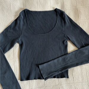 Brandy Melville Dark Gray Ribbed Crop Top